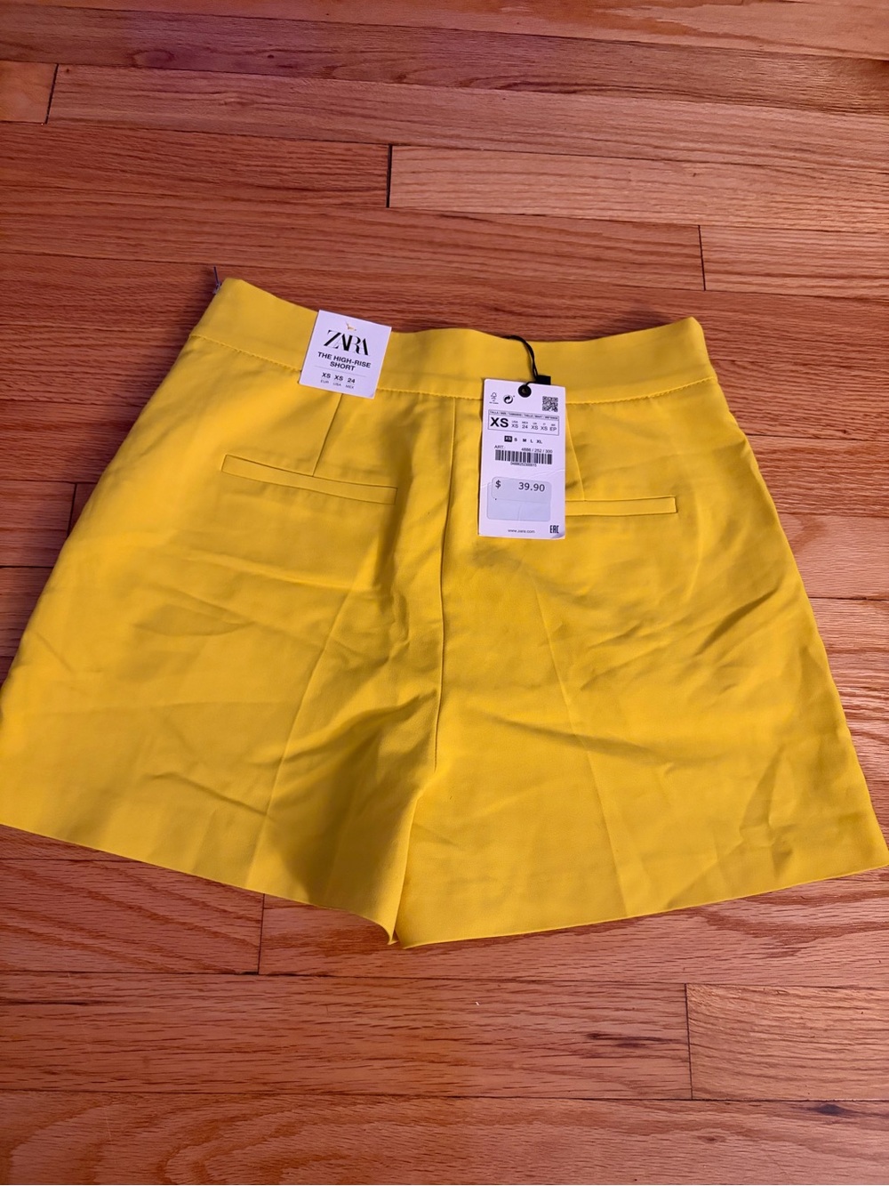ZARA Bright Yellow High-Waist Tailored Shorts